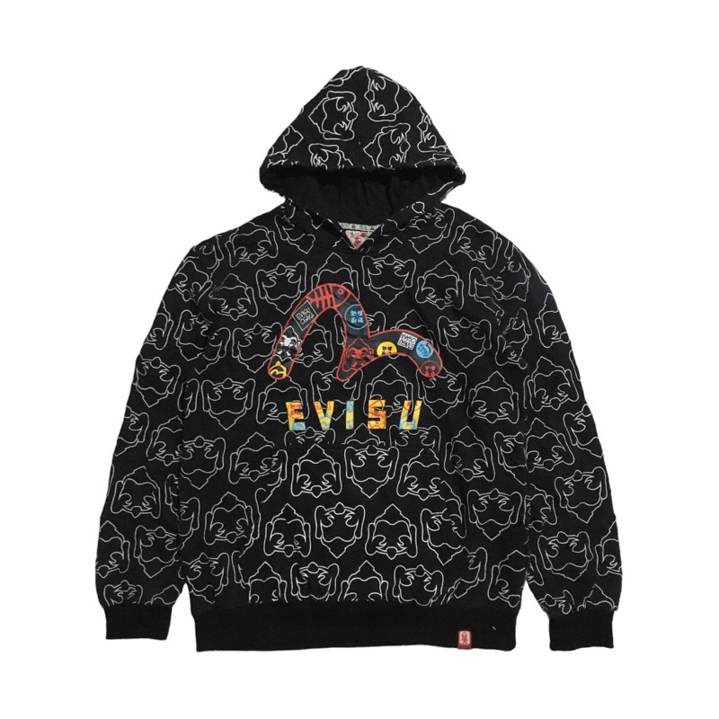 evisu hoodie full print logo
