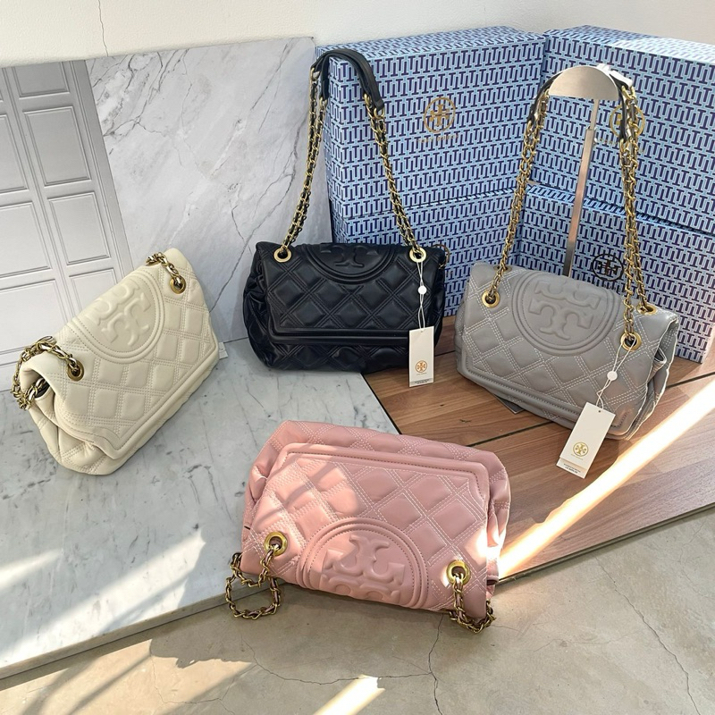 Shoulderbag slingbag 2in1 by Tory Burch FREE BOX FULLSET monochrome soft leather import high quality