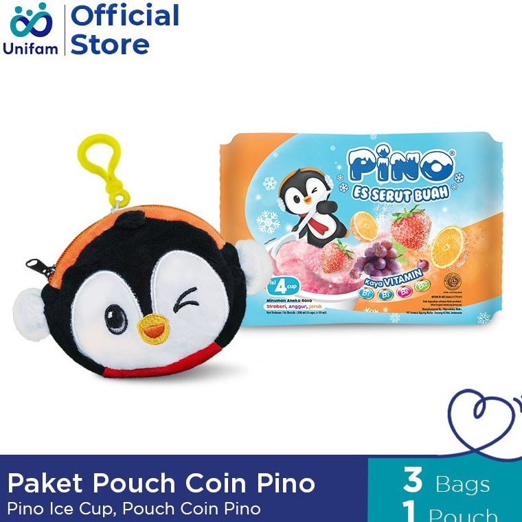 

✾SUPER DISKON♥ Paket Pouch Coin Pino - Pino Es Serut Buah 3 Bag (1 Bag isi 4 Cup @50ml) & Pouch Coin Pino - Es Serut Rasa Anggur, Stroberi & Jeruk