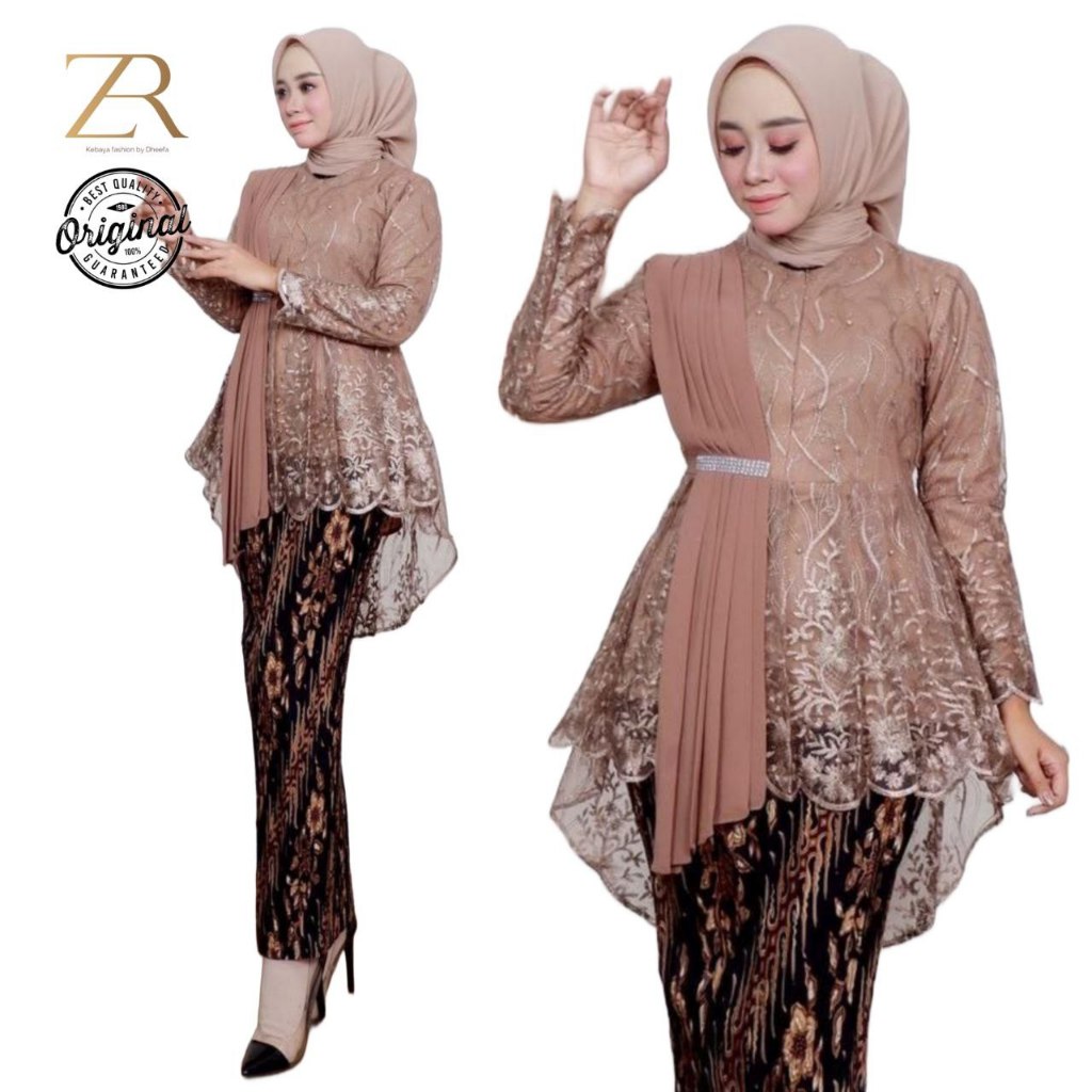 ZR-SETELAN KEBAYA MODERN AUREL SELENDANG - KEBAYA WISUDA HIJAB - KEBAYA WISUDA MODERN - KEBAYA KONDA