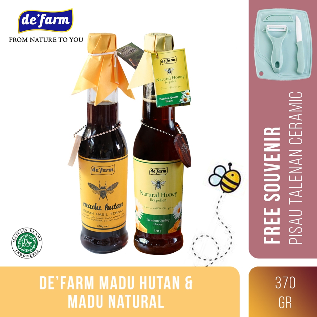 

De'farm Madu Hutan & Madu Natural Honey - Paket Gandeng 2 Botol - Label baru