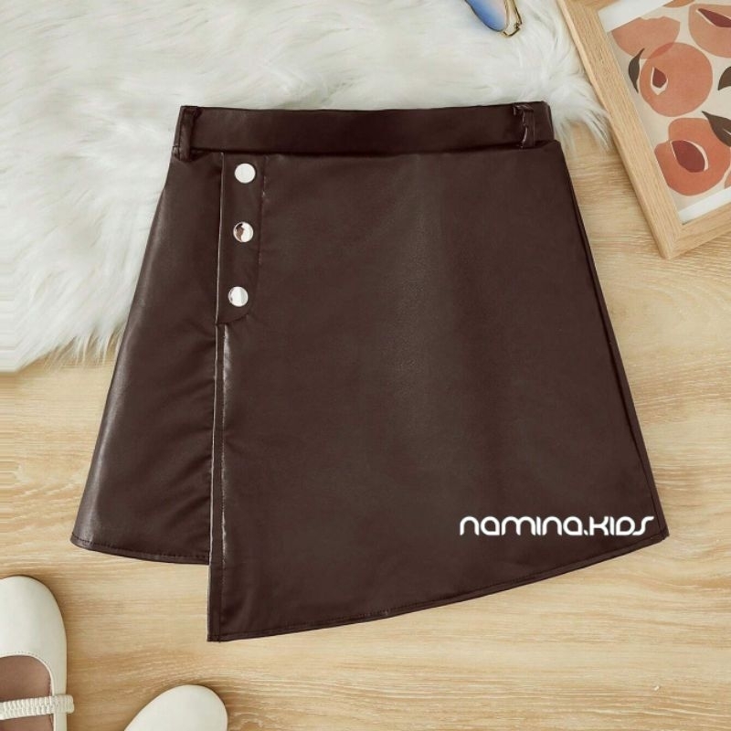 Rok mini anak perempuan asimetris coklat