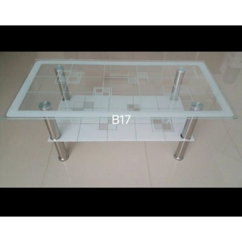 Meja Tamu / Meja Kopi / Meja Cafe Kaca Kaki Besi