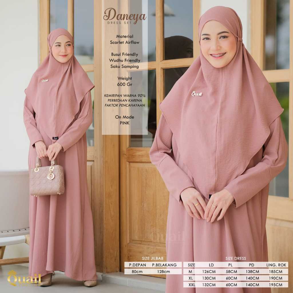 Daneya Gamis Set Quail Hijab Gamis Original Quail Hijab Wanita