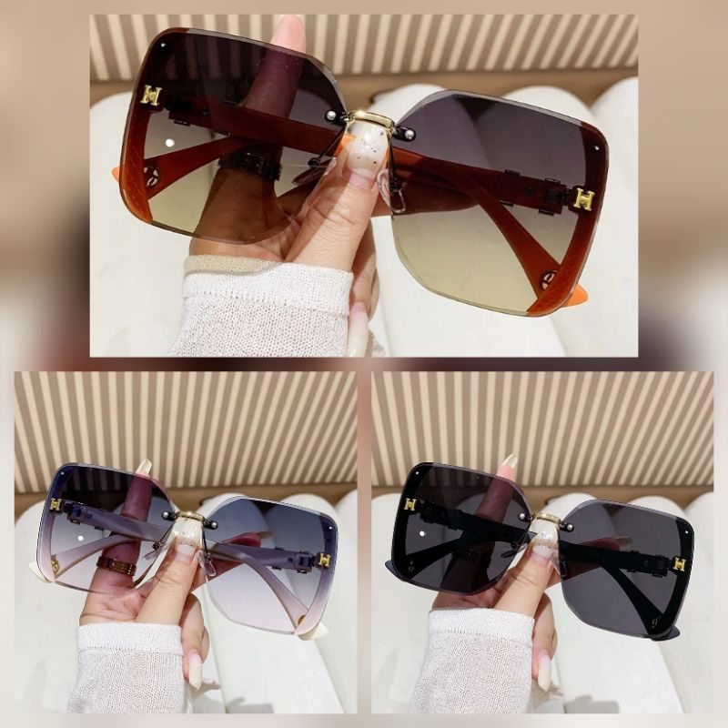 Kacamata hitam kotak titanium H kacamata Korea fashion