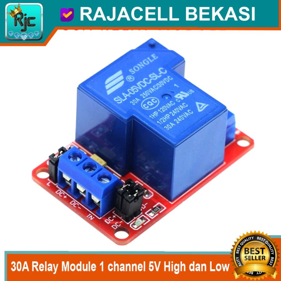 30A Relay Module 1 channel 5V High dan Low Active Trigger Arduino