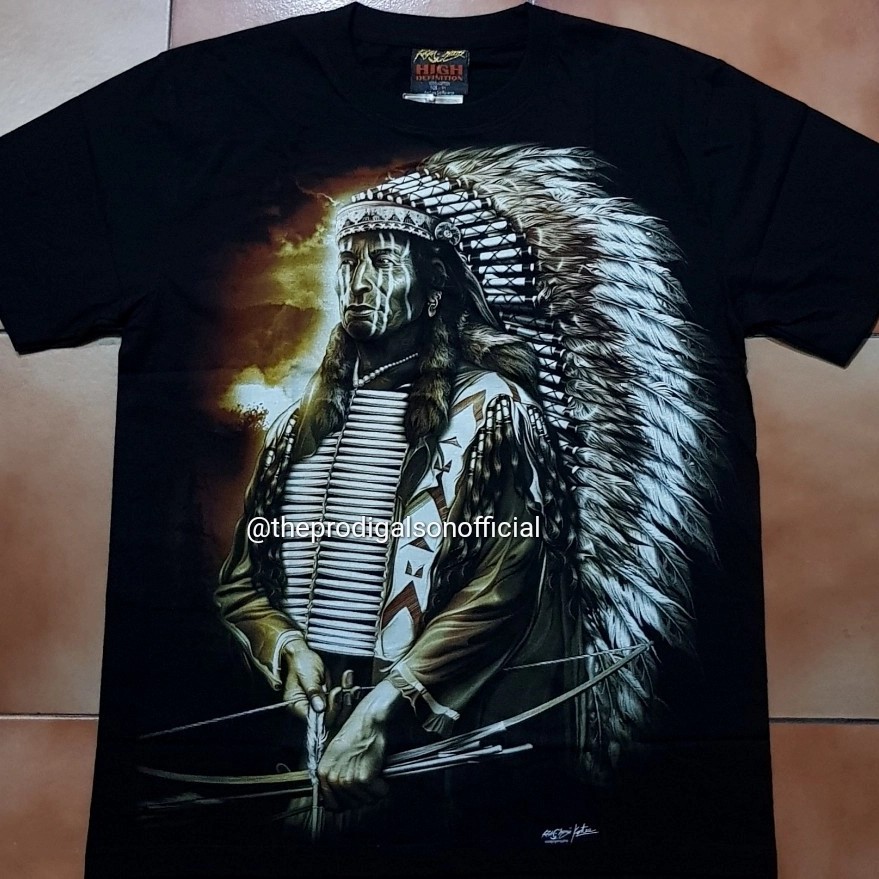 Kaos Rock Chang Import Size L Indian Apache HD Glow in The Dark