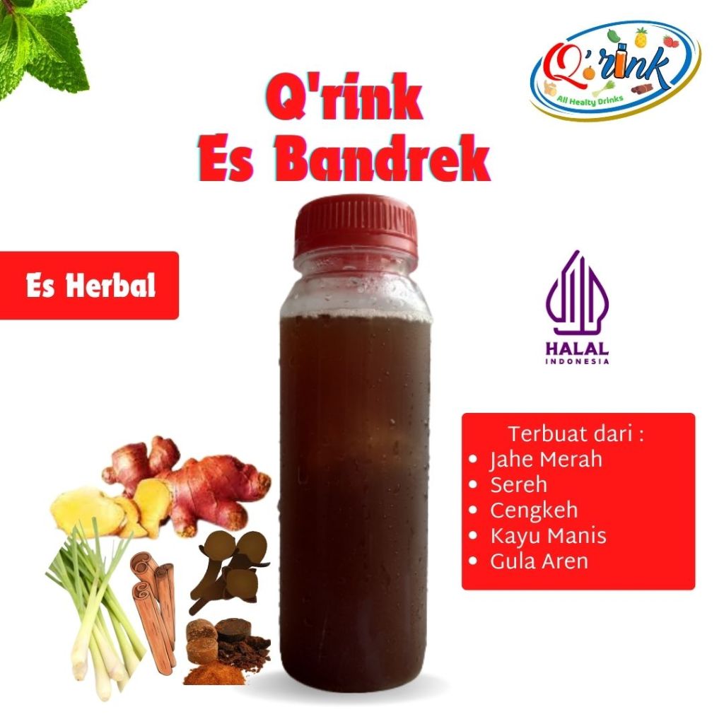 

Qrink Es Bandrek-Minuman Herbal Tradisional Higenis Segar Sehat-Jahe Merah Sereh Cengkeh Kayu Manis Gula Aren-Botol Kale-Tanpa Pemanis Buatan Tanpa Pengawet Buatan Tanpa Perisa Makanan-Sertifikat Halal