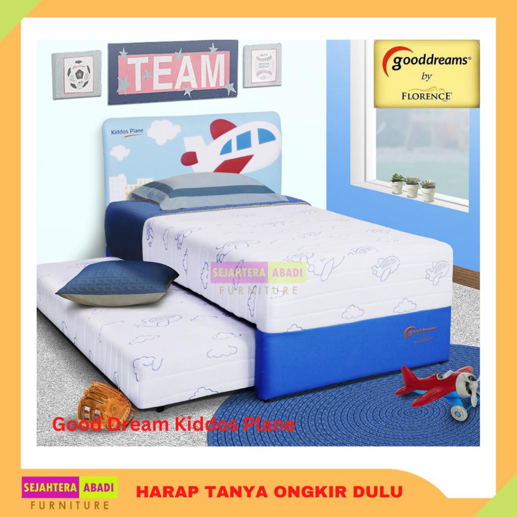 Florence Springbed Sorong Twin Good Dream Kiddos Plane 2in1 Tempat Tidur Anak