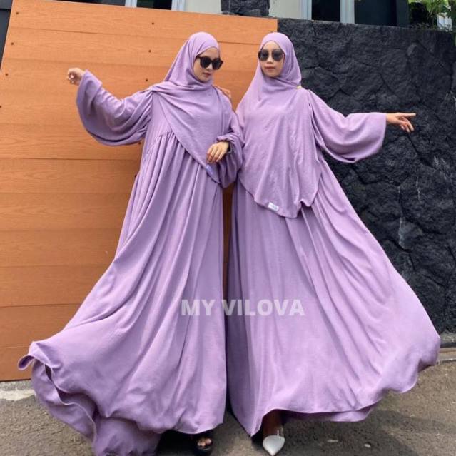MY VILOVA M L XL ZOYA DRESS SYARI SET PASHMINA OVAL JUMBO LD 100-130 PREMIUM CRINKLE AIRFLOW GAMIS B