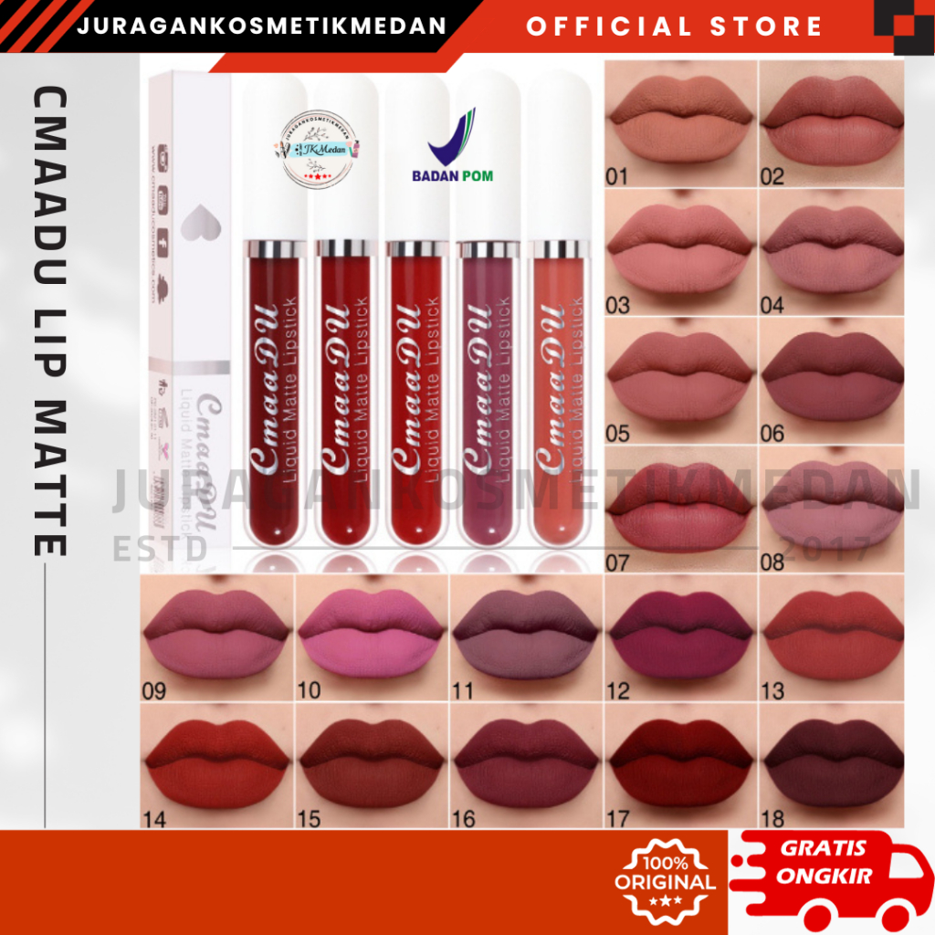 ORIGINAL CMAADU LIPSTIK LIQUID MATTE WATERPROOF LONG LASTING 18 ULTRA CHIC MINI LIPTINT CREAM GLOSS