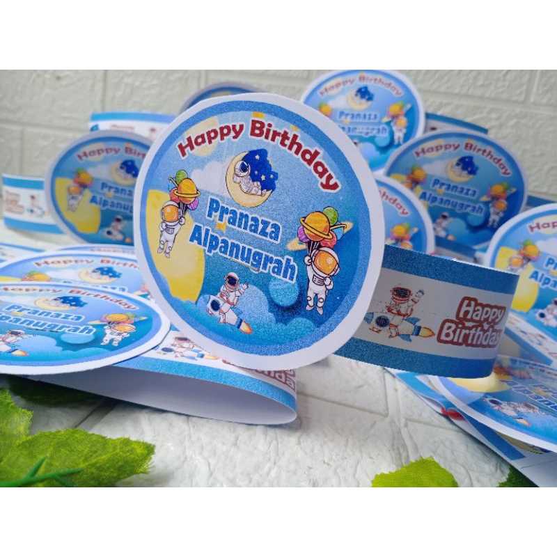 Topi ultah custom isi20 pcs+Desain foto anak(bahan premium glossy) Topi pesta/topi ulang tahun anak/