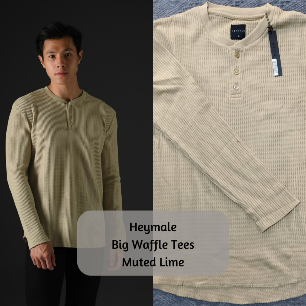 Heymale.id Big Waffle Tees Muted lime Kaos Pria lengan Panjang