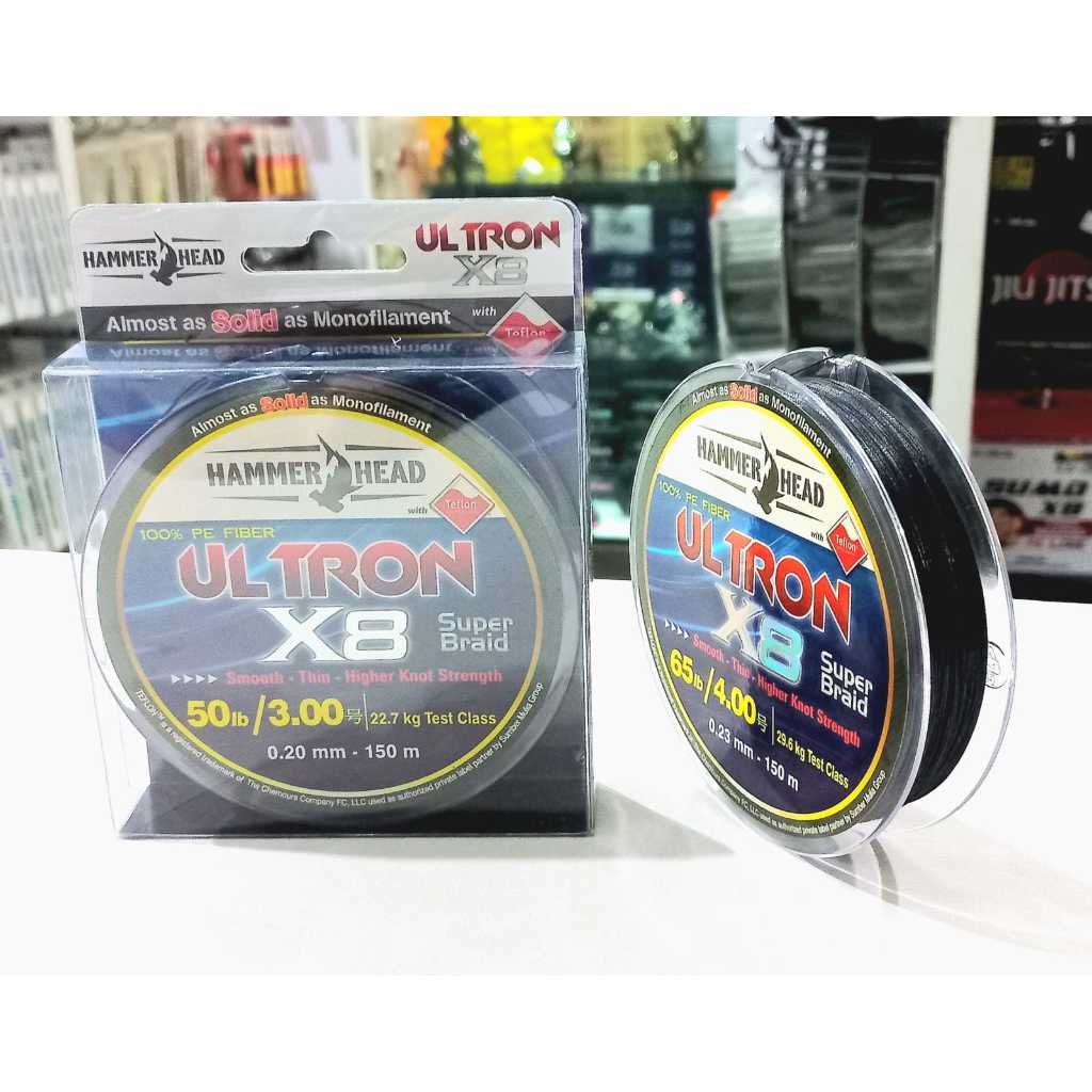 Senar PE Teflon Hammerhead ULTRON X8 150M Hitam/Black