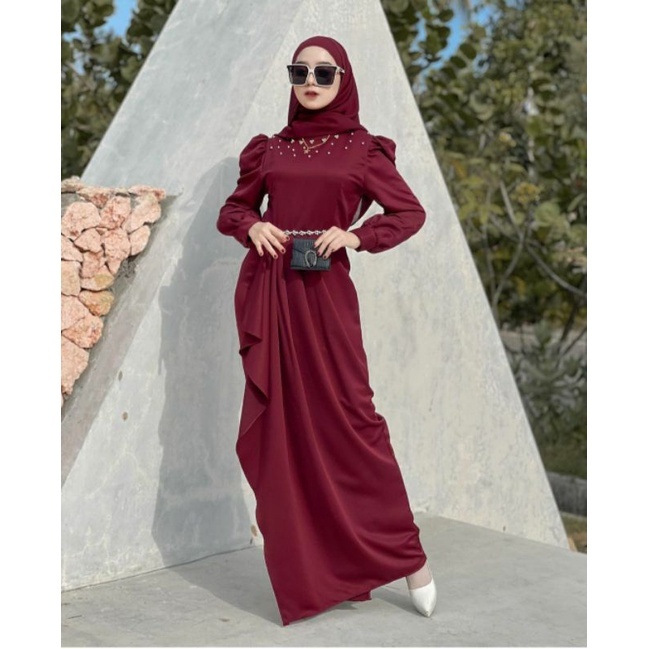 READY ADORA SATIN SILK DRESS MAXMARA | GAMIS SATIN POLOS PREMIUM MAXY DRESS | GAMIS PAYET MUTIARA