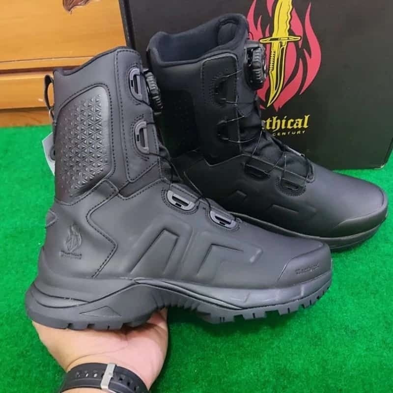 Sepatu PDL Tactical Century Tali Putar Full Kulit.