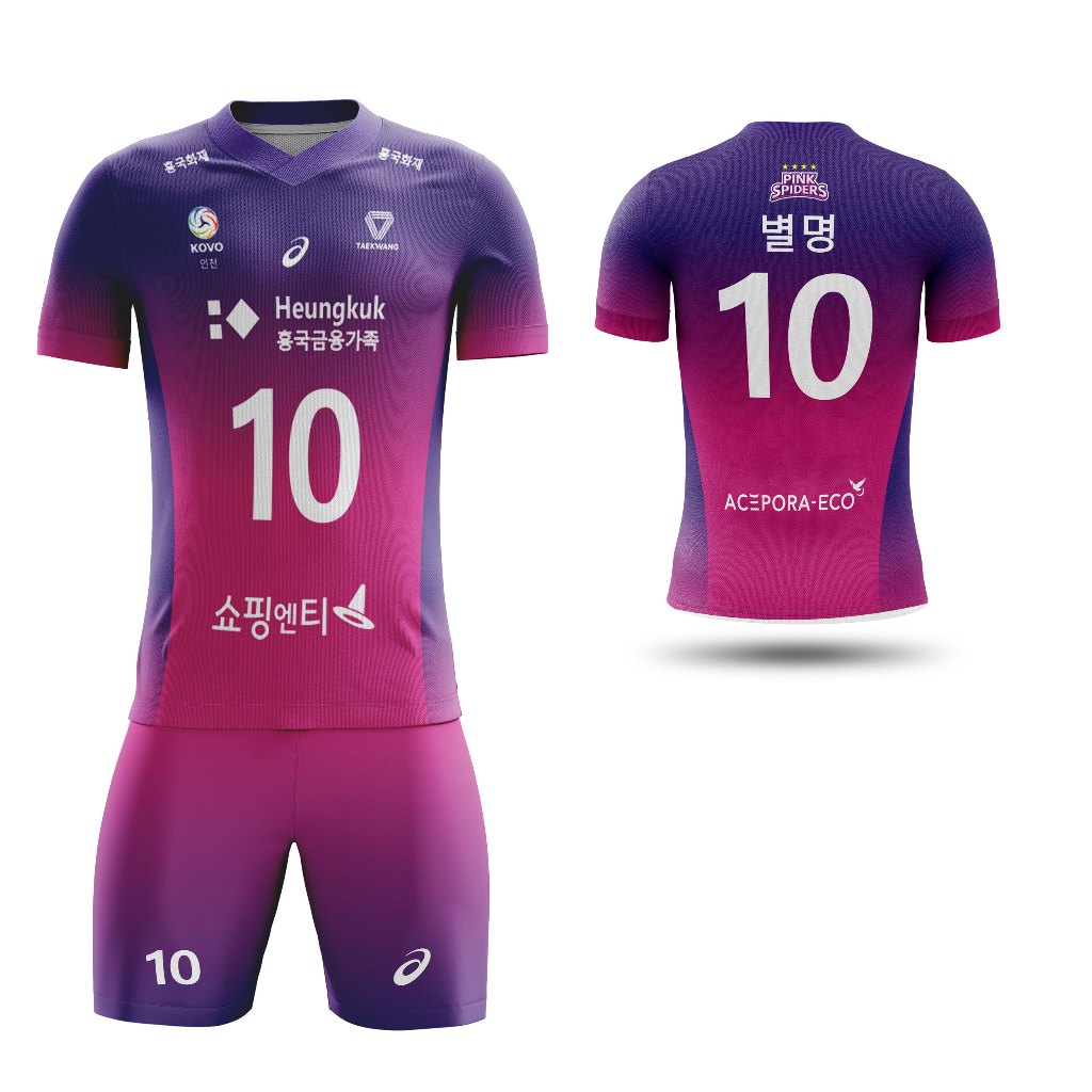 Baju Pria T-Shirt Kaos Jersey Voli Pink Spider Away Volley Ball Custom Full Printing