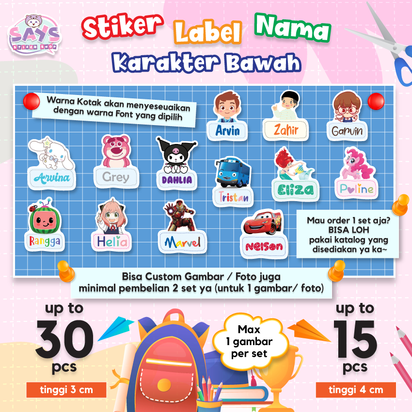 

Stiker Nama Anak Sekolah Custom Karakter Di Atas Nama