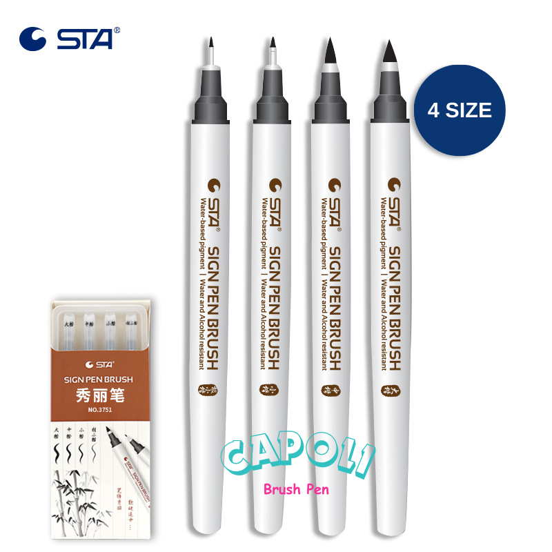 

Calligraphy Brush Pen Pena Kuas Kaligrafi STA Brush Marker 4 Size
