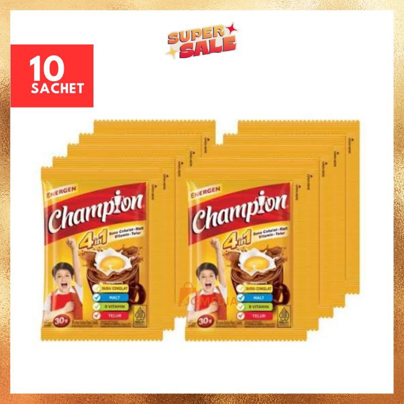 

(1 Renceng 10 pcs) Energen Champion 4 In 1 / Minuman Coklat Resmi NBA