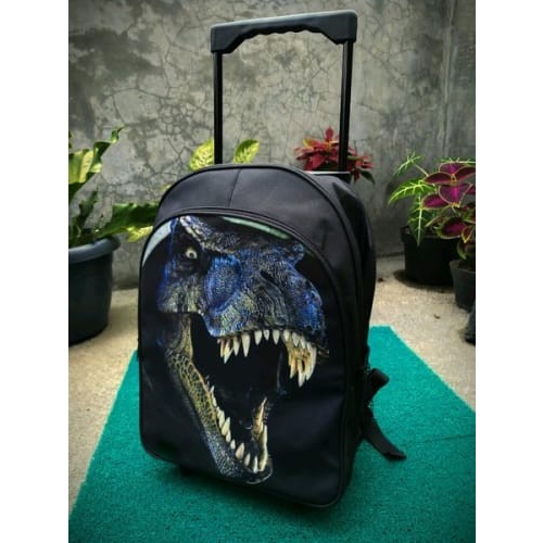 TROLI ZAGIB KIDS Tas Karekter Dino/Tire-x Anak Laki Laki Ransel Sekolah Roda Dorong Koper Travel Cam