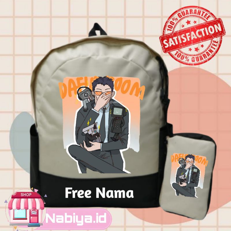 TAS RANSEL DAFUQ BOOM SKIBIDI TOILET BACKPACK ANAK SEKOLAN CUSTOM GAMBAR KARAKTER FREE NAMA UNISEX