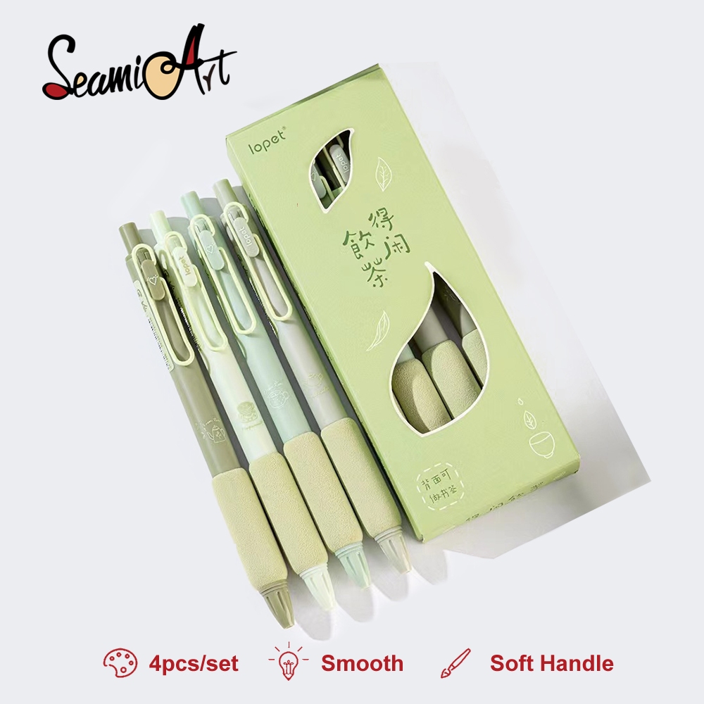 

SeamiArt 4Pcs/set Matcha Soft Gel Pen 0.5mm Pena sekolah School Office Student Writing Stationery Supplies