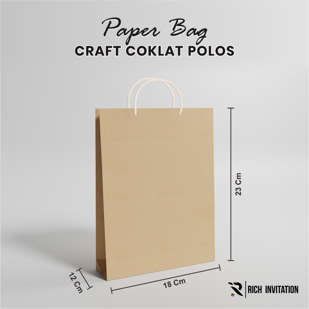 

PAPER BAG POLOS - TAS SOUVENIR HAJATAN BAHAN KRAFT UKURAN 18 x 23 x 12 CM