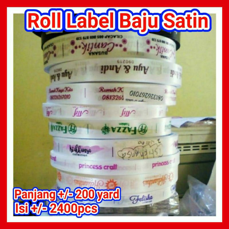 

Label Pita Satin Custom Sablon import besar hitam isi 2500pcs