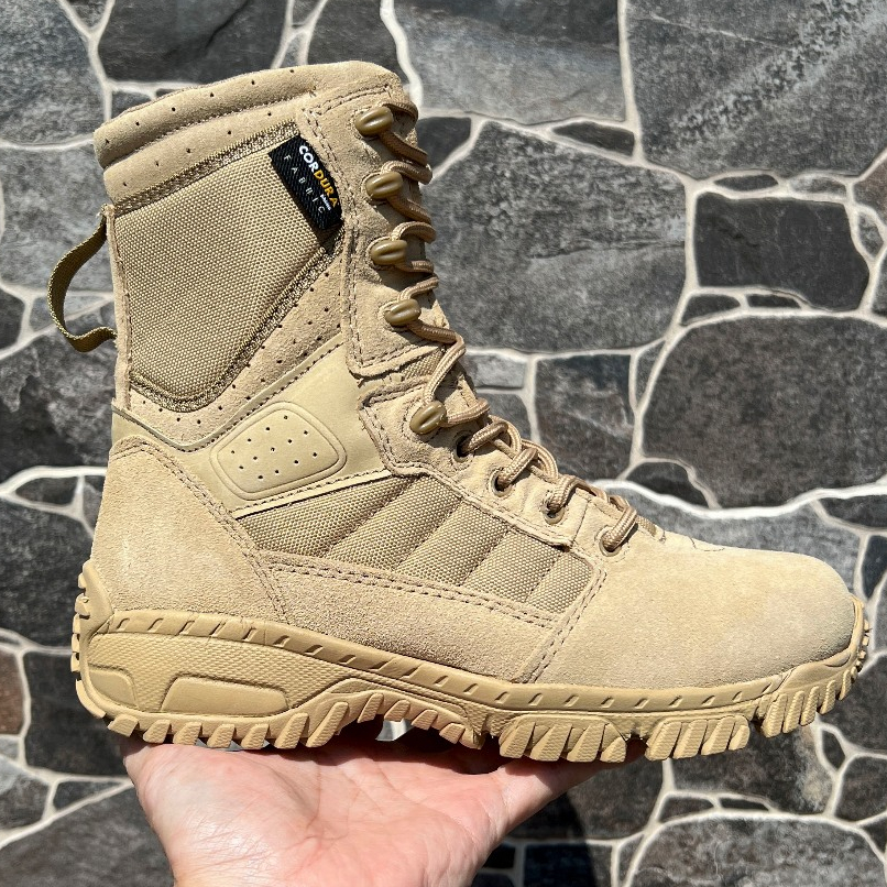 Combat Boots PDL Sepatu Combat Boots 8 Inci Warna Gurun Tan Pria Outdoor Tactical Boots Kulit Cordur