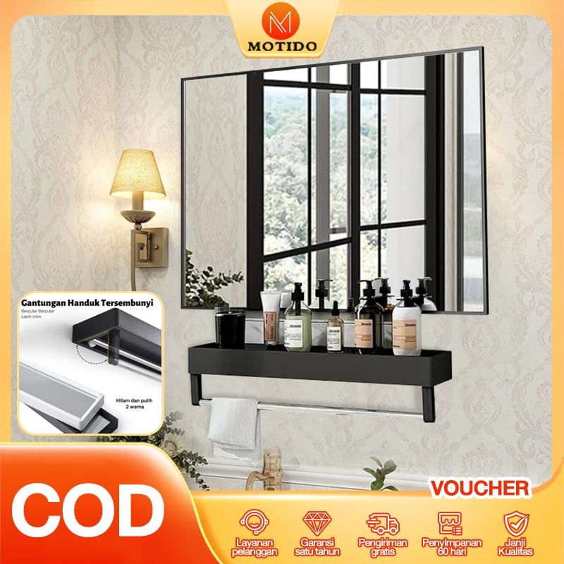Cermin Dinding Gantung Dengan Rak Kaca Cermin Tebal Cermin Tempel Dinding Minimalis