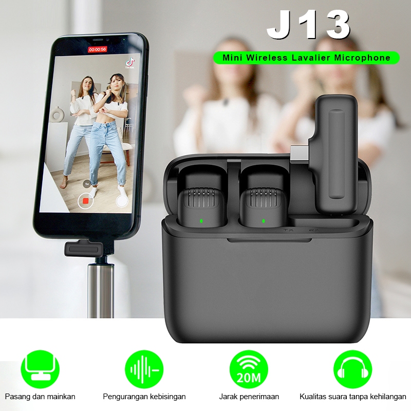mic wireless microphone nirkabel lavalier Wireless Dual Lavalier Microphone Mikrofon for TikTok YouT