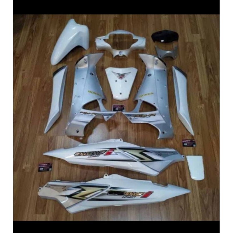 Sepaket Full Body Warna Putih Biru Telor Asin Cover Motor Supra X 125 Lama