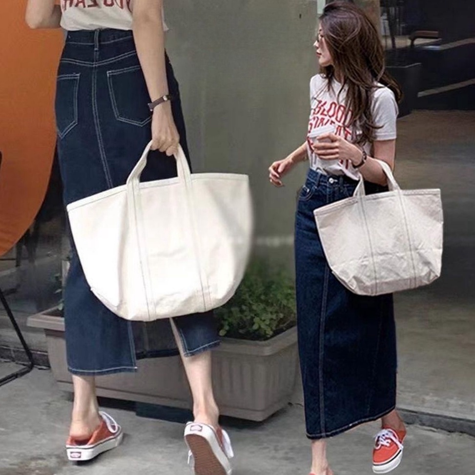 rok biru tua rok ala korea panjang rok jeans span panjang wanita rok midi korea rok vintage panjang 