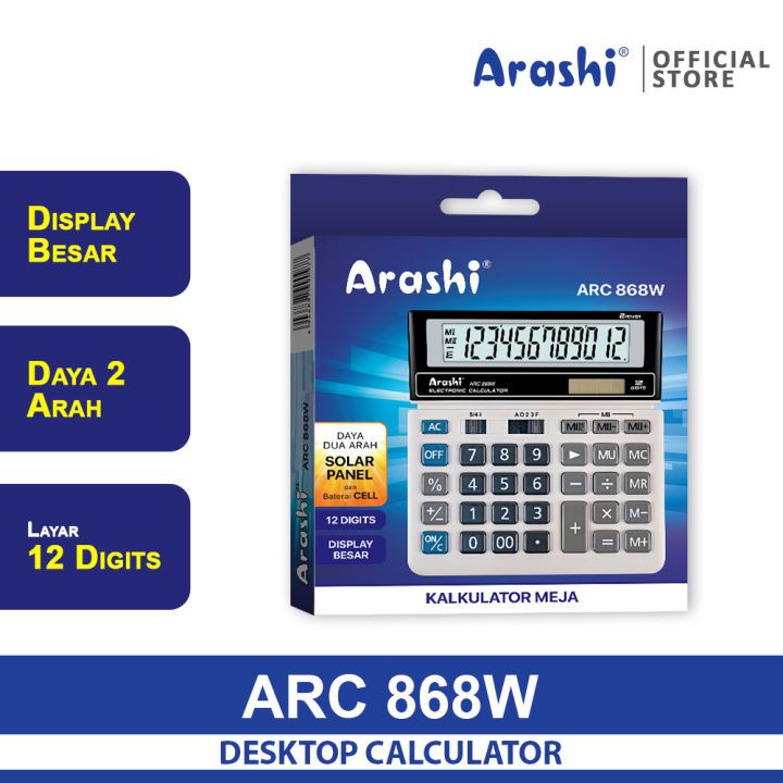 

Kalkulator ARC 868W Calculator 12 Digital Solar Panel