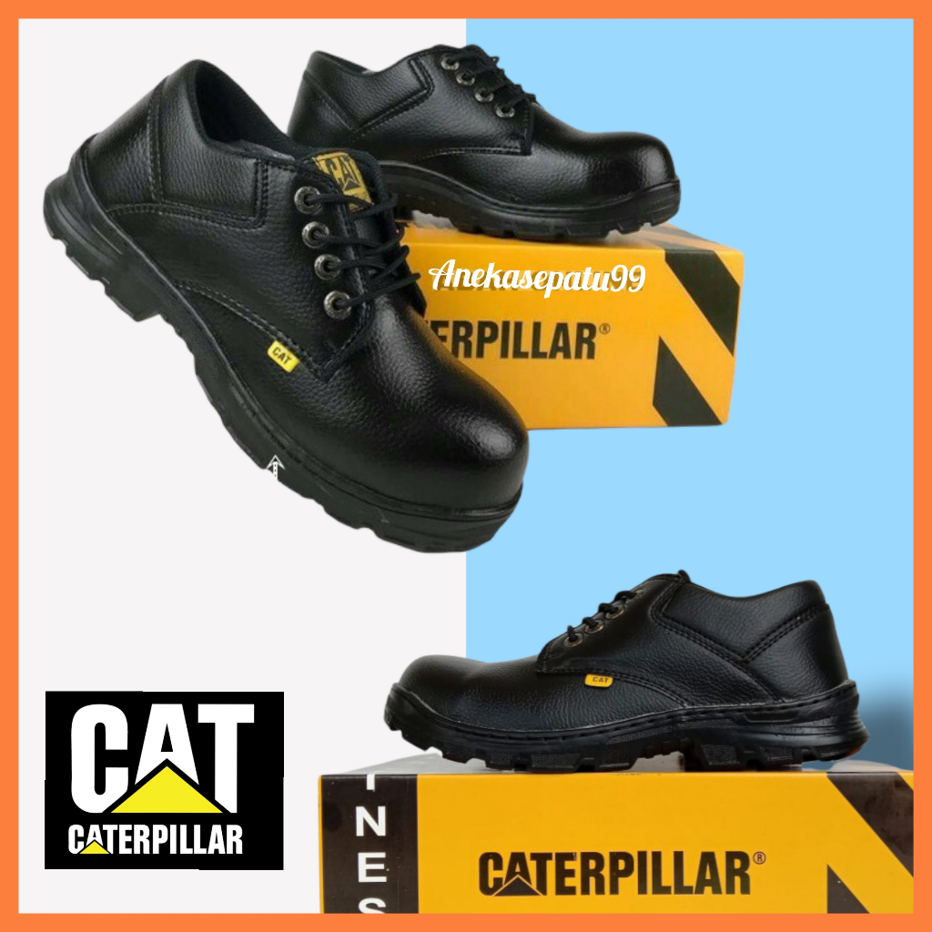 SEPATU SAFETY UJUNG BESI SOL DI JAHIT SEKELILING / SEPATU KERJA PROYEK PABRIK CHEFF SPBU CATERPILLAR
