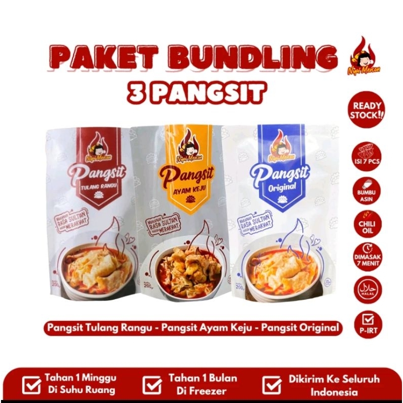 

Nyai_Mercon Paket 3 Bundling Pangsit| Makanan instan| Pangsit Nyai Mercon