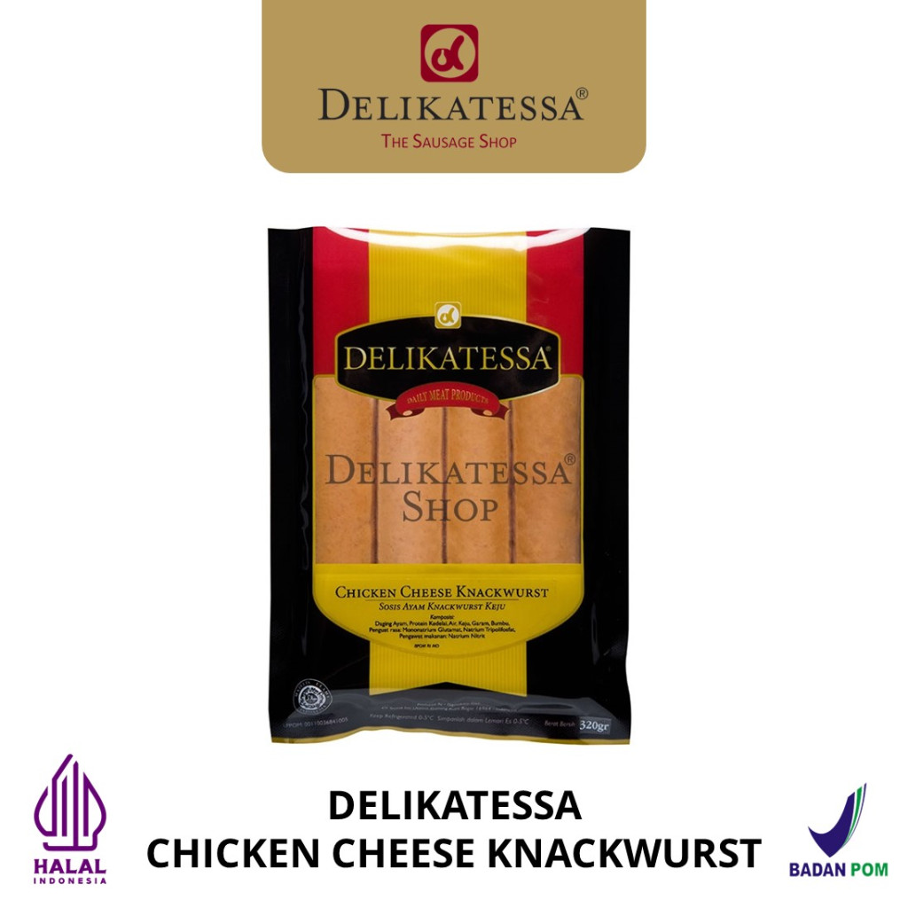 

Delikatessa Chicken Cheese Knackwurst 320 gr Sosis Ayam Goreng Keju Jumbo Halal