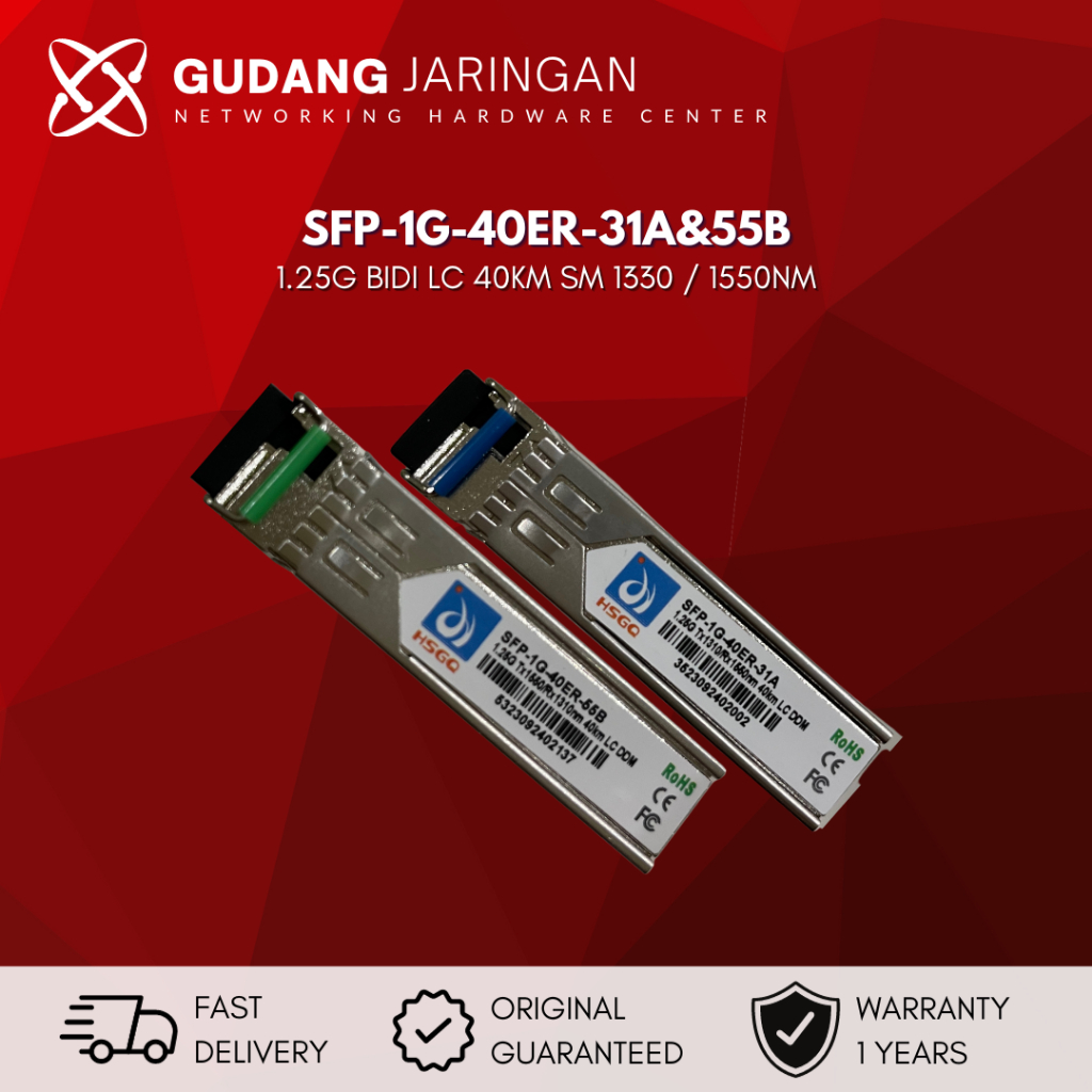SFP-1G-40ER-31A&55B HSGQ 1.25G BIDI LC 40km SM 1330 / 1550nm