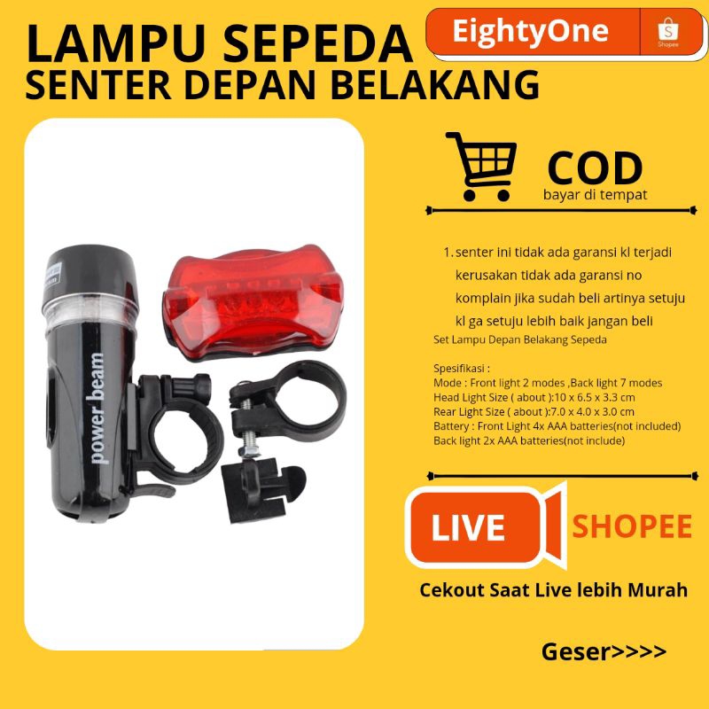 Lampu Senter Sepeda Depan Belakang