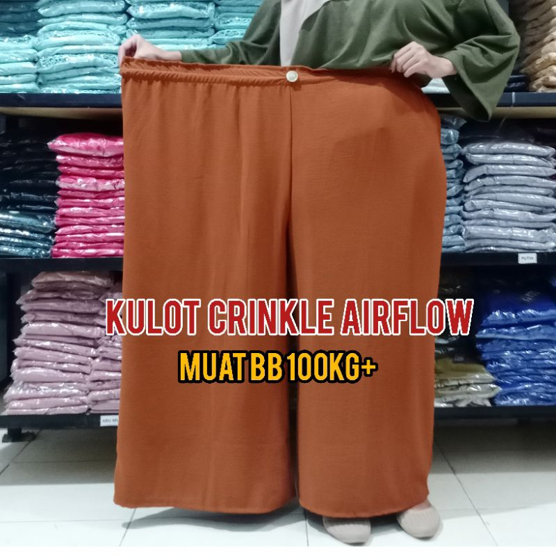 Kulot crinkle super jumbo bb 100 kg / Celana jumbo wanita bigsize