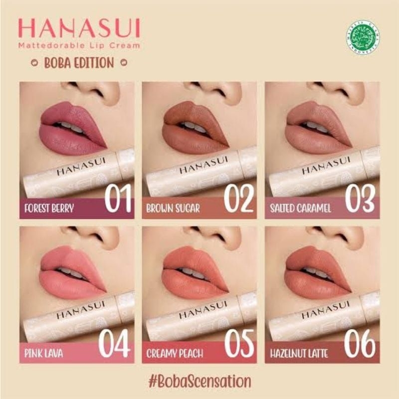 HANASUI LIPCREAM BOBA EDITION Tersedia 6 Varian
