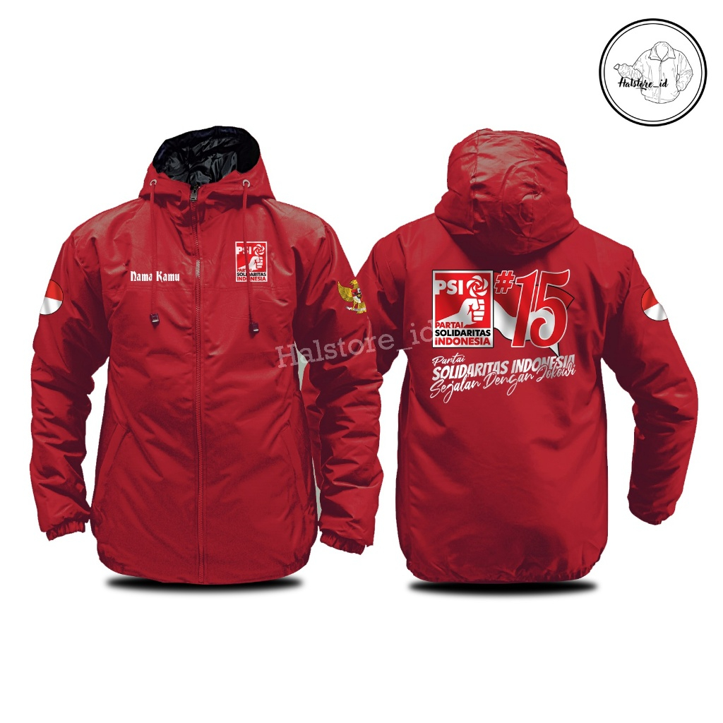 Jaket Partai Solidaritas Indonesia(PSI) #15 "Sejalan Dengan Jokowi Jaket Eleganter Tebal Dakron