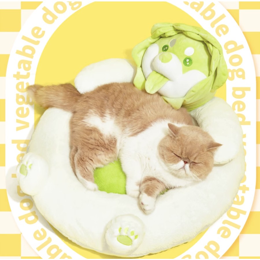 Purlab Cat Bed Round Dog Vegetables Fairy