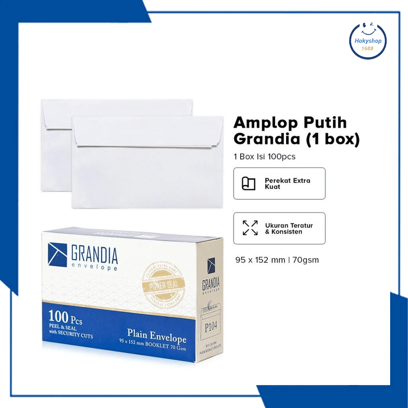 

HKS- Isi 100Pcs Amplop Putih P 104 Grandia Amplop Polos Kecil Dengan Lem Perekat