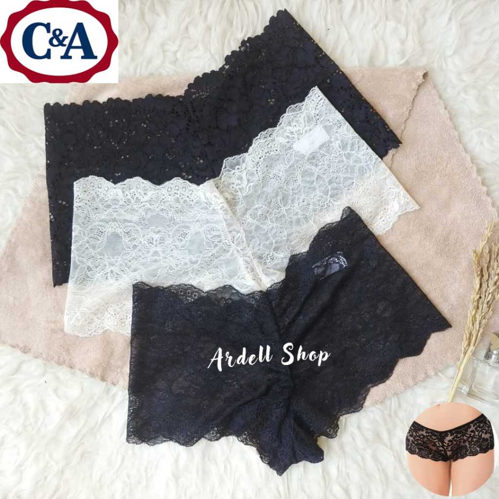 AC CELANA DALAM WANITA C&A BOYSHORT MID WAIST BRANDED RENDA S M L FLB