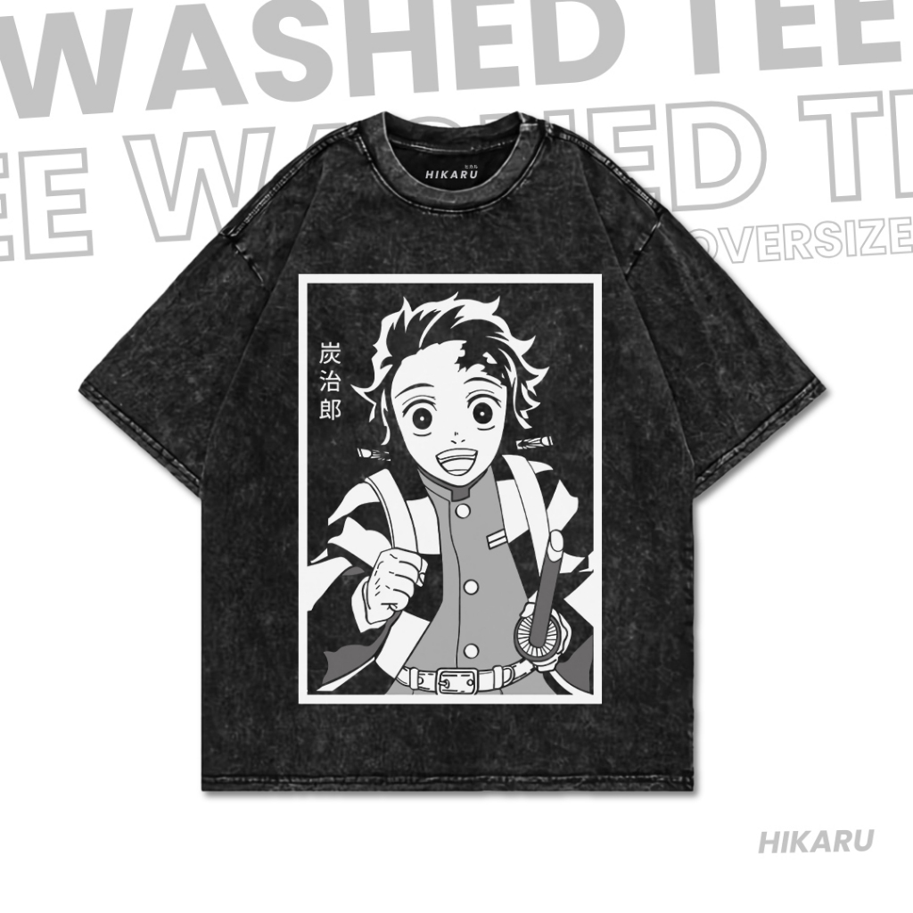 HIKARU Kaos DEMON SLAYER "KIMETSU NO YAIBA" Oversize Washed T-Shirt | Anime | Komik | Film | WO