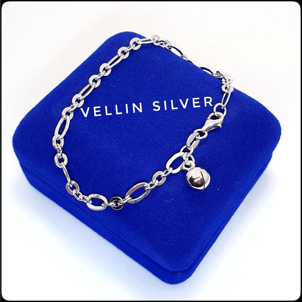 Gelang Tangan Wanita Rantai Nori Silver Asli 925 Lapis Emas Putih - Gelang Perak Asli 925