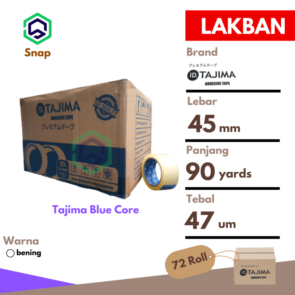 

Lakban Bening Coklat 45 mm x 90 yards Lengket Murah Ekonomis Tajima - Dus