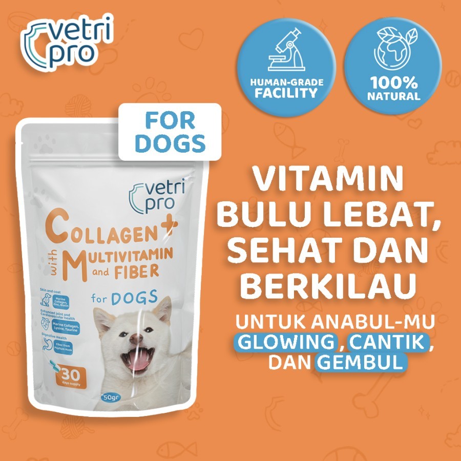 Collagen Plus by VETRIPRO with Multivitamin and Fiber for Dog/Anjing